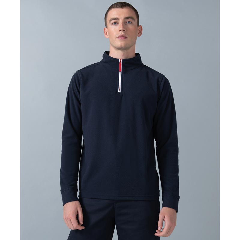 ¼ zip long sleeve fleece piped - Navy/White/Red XS